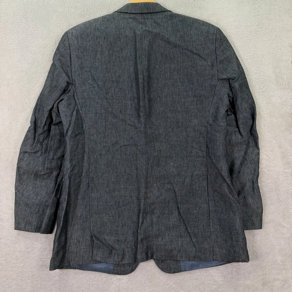 Hugo Boss Pasolini Mens 44R Slim Fit Blue Gray Linen 2 Button Blazer Sport Coat